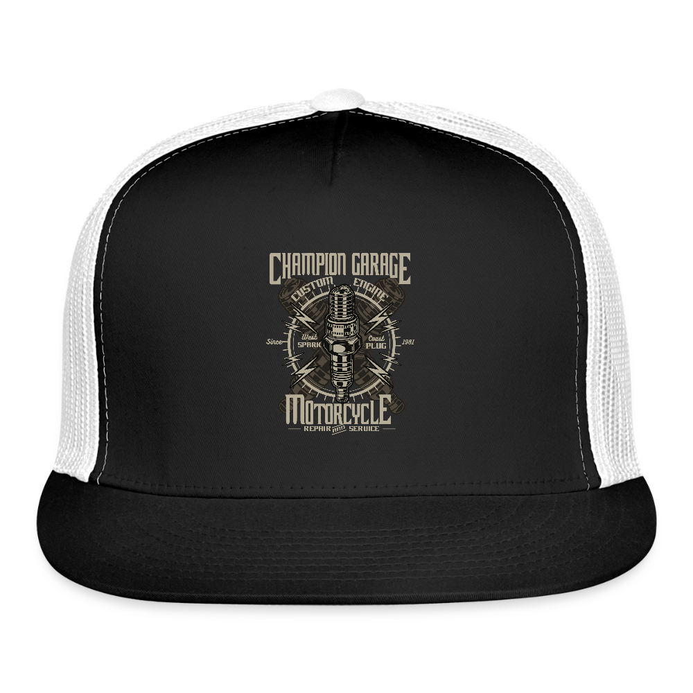 Spark Plug Trucker Hat - black/white