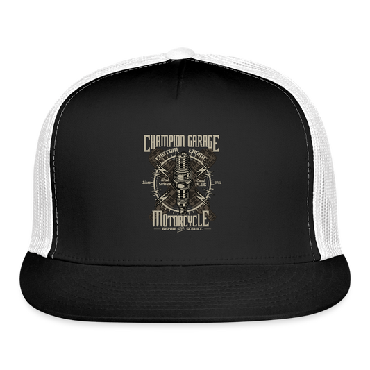 Spark Plug Trucker Hat - black/white